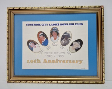Photograph - Sunshine City Ladies Bowling Club Presidents 1983 - 1993 10th Anniversary Photo, T. Hodges