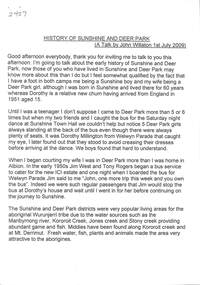 Document - History of Sunshine and Deer Park A talk by John Willaton 1 July 2009, John Willaton
