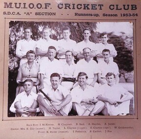 Photograph - MUIOOF Cricket Club A Section Runners up Season 1953 to 1954 Photograph