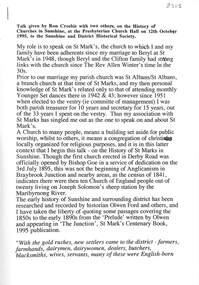 Document - Sunshine Presbyterian Church History, Ron Crosbie