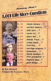 Book - Memory Man's 1001 Life Story Questions, Bob Mitchell, 2006