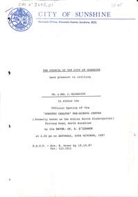 Ephemera - Joseph "Joe" Wlodarczyk Collection - Albion North Kindergarten and Dorothy Carlton Pre School Centre