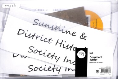 Archive - Sunshine & District Historical Society 50th Anniversary Lunch Display Board Materials