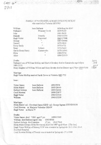 Document - Nathaniel and Mary McKay Nee Wilson Family Tree