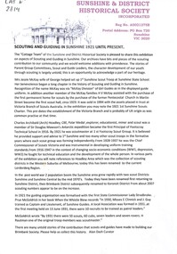 Document - Scouting and Guidling in Sunshine 1921 until Present, Alan Dash