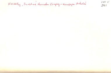Archive - H.V. McKay Sunshine Harvester Company Newspaper Articles
