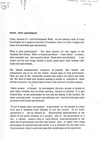 Document - Roads Ruts And Rubbish By Prue McGoldrick, Prue McGoldrick, 8/10/1987 12:00:00 AM