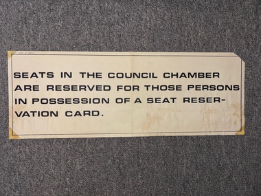 Sign - City of Sunshine Council Chamber Seat Reservation Sign