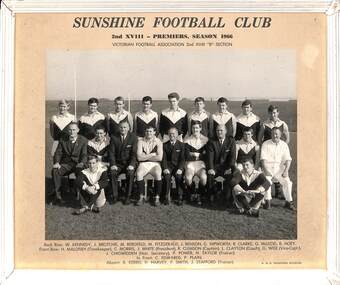 Photograph - Sunshine Football Club 2nd XVIII Premiers Season 1966 Victorian Football Association Team Photo