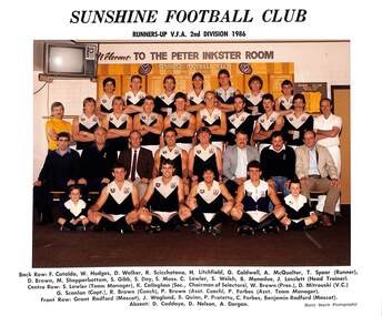 Photograph - Sunshine Football Club Runners Up V.F.A. 2nd Divison 1986 Team Photo, Barry Searle Photography