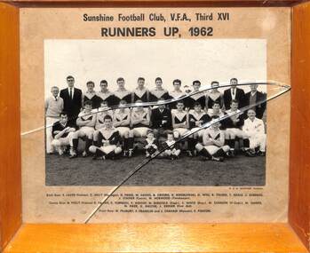 Photograph - Sunshine Football Club V.F.A. Third XVI Runners Up 1962 Team Photo, R. & R. Mudford Sunshine