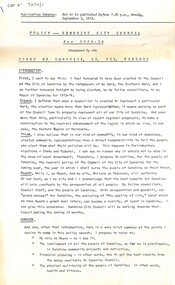Document - Victor Vic Clarence Parsons Mayoral Acceptance Speech 1973