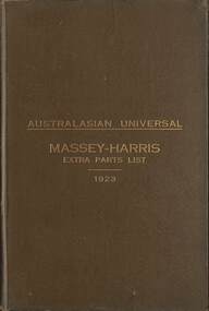 Manual - Australia Universal Massey - Harris Extra Parts List 1923, Massey - Harris, 1923