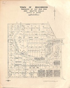 Map - Town of Braybrook Parishes of Cut Paw Paw and Doutta Galla County of Bourke 27th October 1942 Map, Department of Survey Melbourne Victoria, 27th October 1942