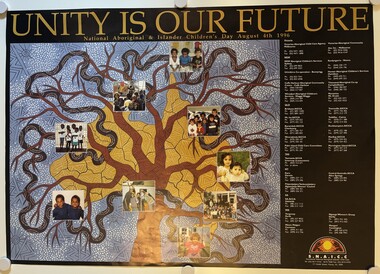 Poster - Unity Is Our Future National Aboriginal & Islander Children's Day August 4th 1996 Poster, Secretariat National Aboriginal Child Care (S.N.A.I.C.C.), 1996