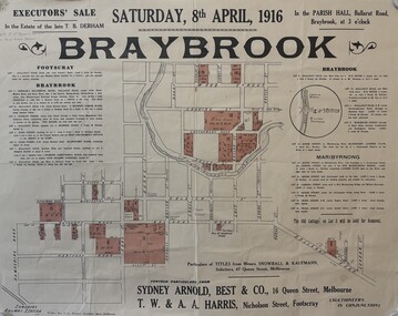 Document - Estate of the late T. B. Derham Land Sale Map, 1916