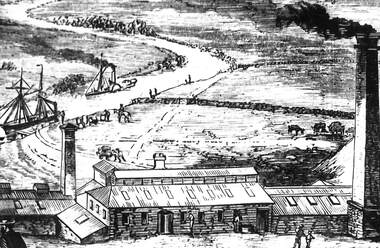 Drawing - Salterwater River From Above The Melbourne Meat Preserving Company's Works