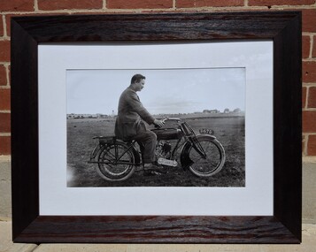 Photograph - Hedley Taylor Sitting On Motor Bike Photograph, John "Jack" Horace Jackson