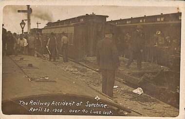 Postcard - The Railway Accident at Sunshine Postcard, 29th December 1908