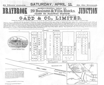 Ephemera - Braybrook Junction Subdivisional Sale of 29 Business & Villa Blocks Paper, 11 April c. 1891