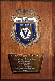 Award - Victorian Soccer Federation Nation Junior Championships Plaque, 1973