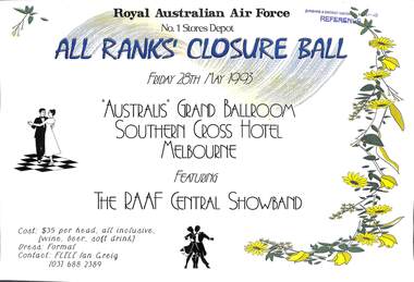 Poster - RA.A.F. No 1 Stores All Ranks' Closure Ball Poster