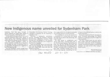 Archive - Sydenham Park / Yaluk Barring Park
