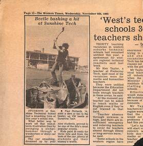 Article - Sunshine Technical School Memorabilia - 1980s Newspaper Articles