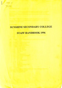 Administrative record - Sunshine Secondary College - Staff Handbook 1996