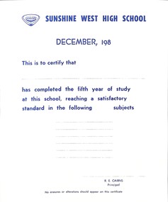 Archive - Sunshine West High School - Miscellaneous