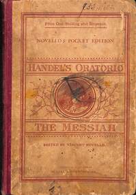 Book - Handel's Oratorio The Messiah, London & Newyork Novello,. Ewer and Co, 1887