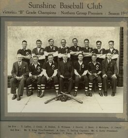 Photograph - Sunshine Baseball Club Victorian "B" Grade Champions Season 1949 Photograph, Various