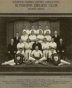 Photograph - Sunshine Druids Cricket Club Season 1938 - 39 Team Photograph, Various