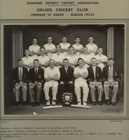Photograph - Druids Cricket Club Premiers "B" Grade Season 1953 - 54 Team Photograph, Various