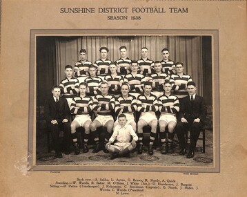 Photograph - Sunshine District Football Team Season 1938 Team Photo, 1938