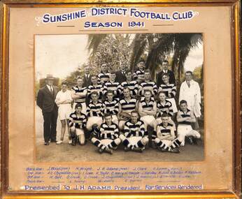 Photograph - Sunshine District Football Team Season 1941 Team Photo, 1938