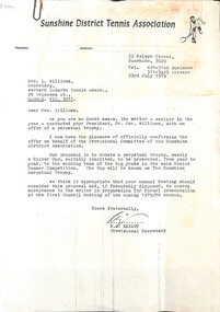 Administrative record - Sunshine District Tennis Assocation & Albion Tennis Club Deed Of Trustees