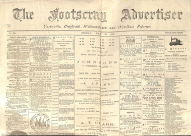 Newspaper - The Footscray Advertiser Newspaper, The Footscray Advertiser, 1885