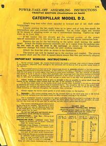 Manual - Sunshine Harvester Works Caterpillar Model D2 Power Take Off Assembling Instructions, Sunshine Massey Harris