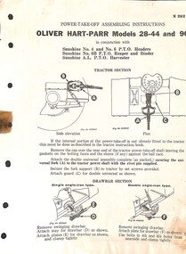 Manual - Sunshine Harvester Works Oliver Hart Parr Models 28-44 And 90 Power Take Off Assembling Instructions, Sunshine Massey Harris