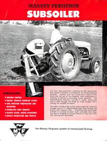 Pamphlet - Massey Ferguson Subsoiler, Massey Ferguson