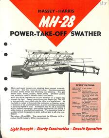 Pamphlet - H.V. McKay Massis Harris MH28 Power Take Off Swather, H.V. McKay Massey Harris