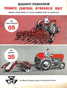 Pamphlet - Massey Ferguson Remote Control Hydraulic Unit For 35 & 65 Tractors, Massey Ferguson