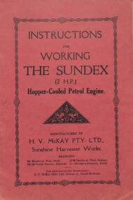 Manual - Sunshine Harvester McKay Massey Harris - Instructions For Working The Sundex 2HP Hopper Cooled Petrol Engine
