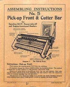 Manual - Sunshine Harvester McKay Massey Harris - Assembling Instructions No 5 Pickup Front & Cutter Bar