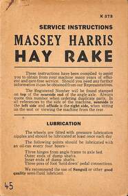 Manual - Sunshine Harvester McKay Massey Harris - Service Instructions Massey Harris Hay Rake