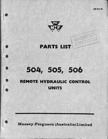 Manual - Massey Ferguson - Parts 504, 505 & 506 Remote Hydraulic Control Units