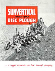 Pamphlet - Sunshine Harvester McKay Massey Harris - Sunvertical Stump Jump Disc Plough Brochure