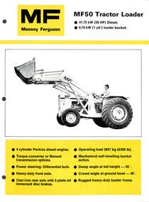 Pamphlet - Massey Ferguson - MF50 Tractor Loader Brochure