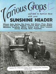 Pamphlet - Sunshine Harvester McKay Massey Harris - Various Crops And To Harvest Them With Your Sunshine Header Booklet 3rd Edition 1949